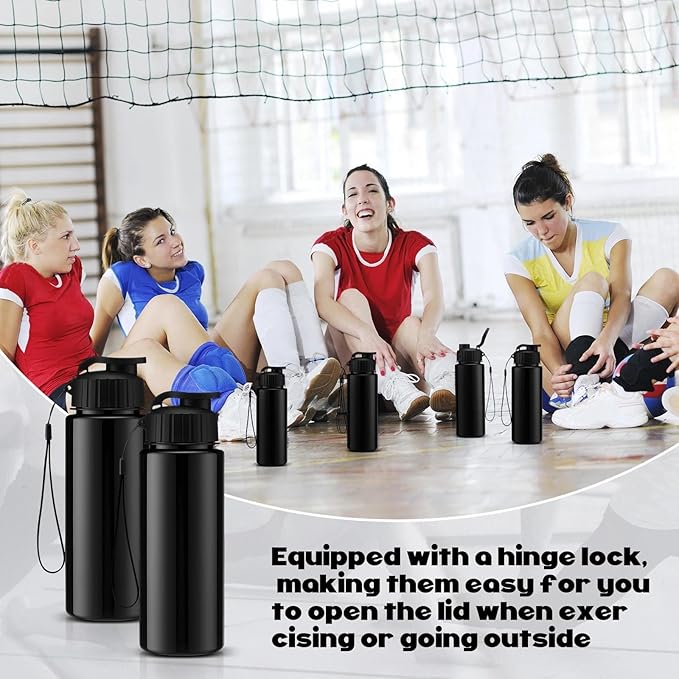 Mifoci 20 Pieces Water Bottle Bulk 17 oz Plastic Water Bottles Bulk Gym Sports Adults Reusable Large Bottles with Leak Proof Flip Top for Party Outdoor(Regular Style,Solid Black)
