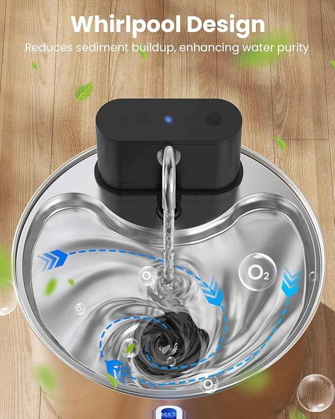 Cat Water Fountain Wireless Stainless Steel with Sensor 3.5L/118oz Battery Operated Rechargeable Automatic Water Dispenser Quiet Pump for Drinking Indoor, Easy Clean for Cats Dogs Pets