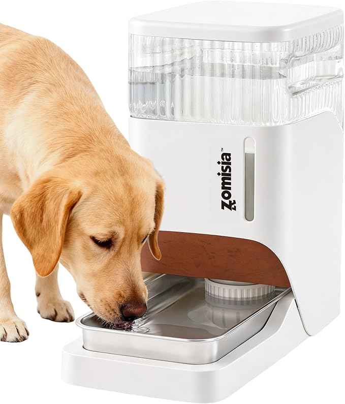 Automatic Dog Water Dispenser 8L with Stainless Steel Bowl, Gravity Large Capacity Water Bowl for Dogs, 2 Gallon Pet Waterer 100% BPA Free, White