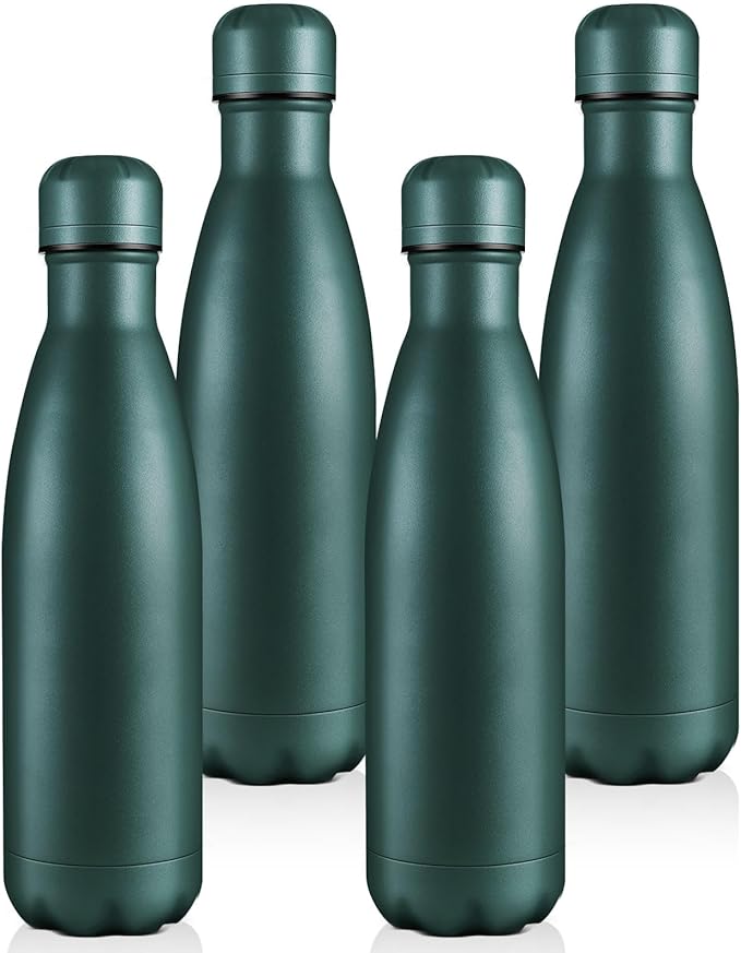Volhoply 17oz Insulated Water Bottles MultiPack, BPA Free Water Bottle for Kids, Gym, Travel, Sports, Available in Packs of 1, 4, or 8（Army Green,4 Pack）