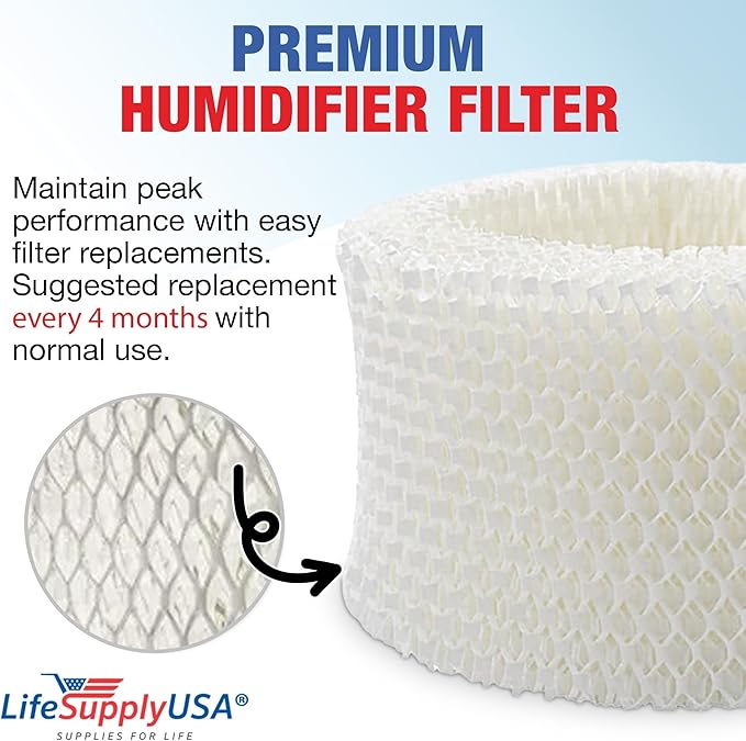 LifeSupplyUSA Humidifier Filter Compatible with Protec WF2 Extended Life Vicks WF2; Fits Vicks V3500N, V3100, V3900 Series, V3700, Sunbeam 1118 Series & Honeywell HCM-350 Series;