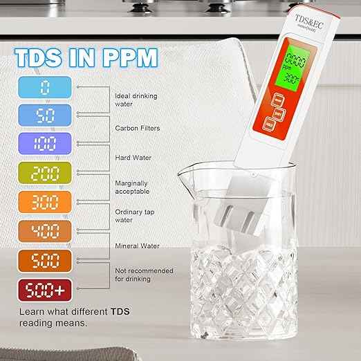TDS Water Tester,New 4 in 1 Tds Meter Digital Water Tester - TDS EC & Temperature(°C,°F) Meter,Accurate & Reliable Digital Testing Kits for Hydroponics, Aquarium, RO/DI System (Orange)
