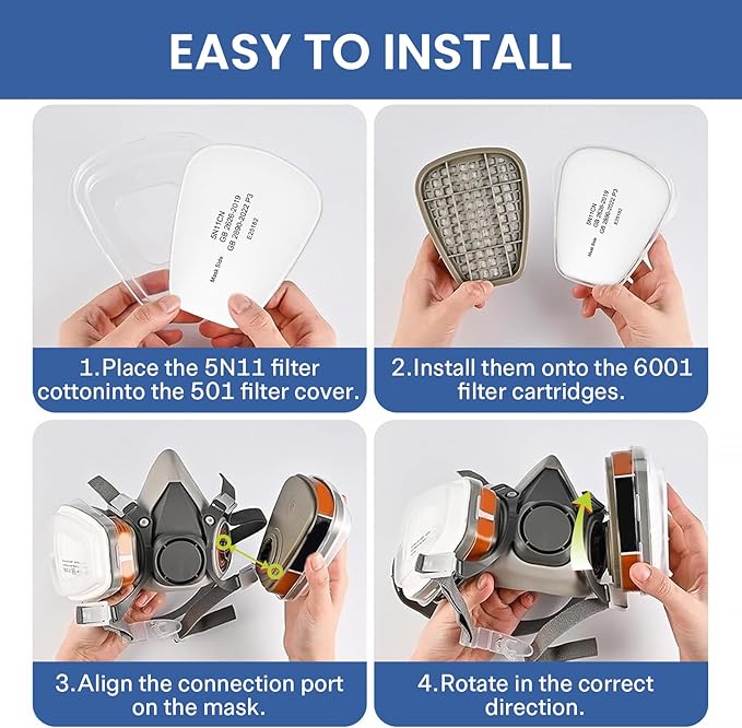 80 PCS 5N11 Respirator Filter Cartridges for 6200, 6502, 7502, 6800, and FF402 Series Mask Filters,Use for Against Dust&Torch Cutting