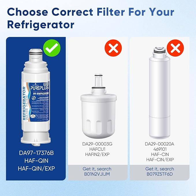 PUREPLUS DA97-17376B NSF 53&42 Certified Water Filter Replacement for Samsung HAF-QIN, HAF-QIN/EXP, DA97-08006C, RF23M8070SG, RF23M8070SR, RF23M8090SG, RF23M8090SR, RF23M8570SR Refrigerator, 1Pack