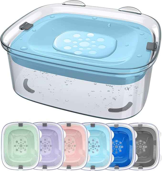 AONKEY 3L Dog Water Bowl No Spill, 101oz Large Spill Proof Dog Bowl Reduce Refill, Anti Splash No Mess Dispenser Dripless Slow Drinking Water Bowl for Sloppy Messy Drinkers (Sky Blue)
