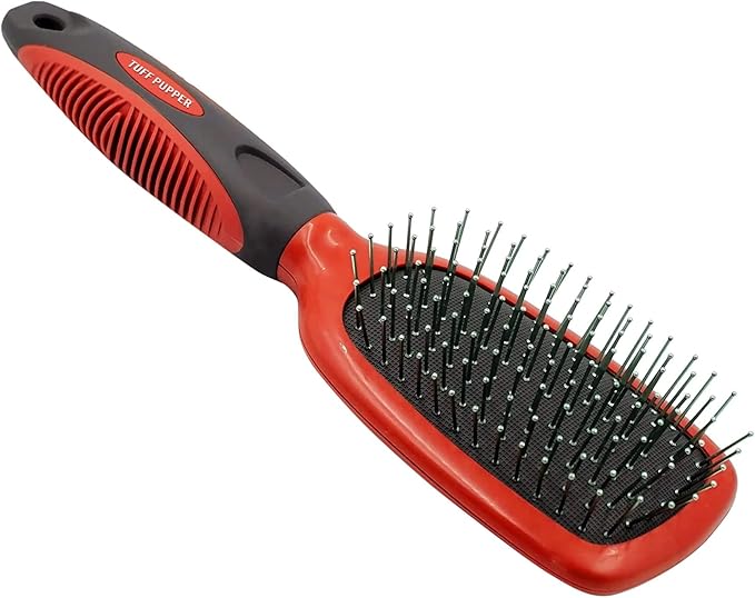 Tuff Pupper Stainless Steel Pin Brush for Long or Short Hair Pets - Detangling & Dematting Undercoat Brush for Dogs, Cats, and All Pets - AquaVibe