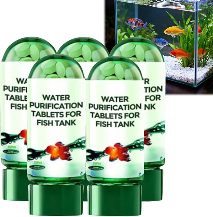 Powerful Aquarium Water Purification Tablet,Water Purification Tablets for Fish Tank,Aquarium Remover,Remove All Kinds of Turbidity from Fish TankWater (5PC)