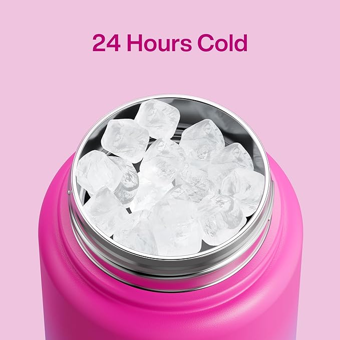 ENCOOL Insulated Water Bottle with Straw Stainless Steel Water Bottle, Leak-Proof, BPA-Free, Double Wall Vacuum Keeps Cold for 24 Hours for Sports, Travel, School (32 oz, Lime Sorbet)