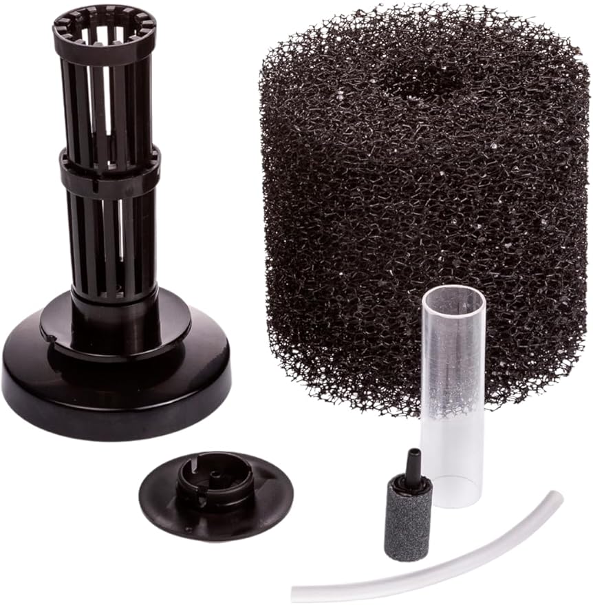 UNEAK Extra Small Aquarium Sponge Filter Fish Tank Silent Filteration Breeding Fry Betta Shrimp Nano Tank Accessories Air Stone 4-inch Airline Tubing up to 5 Gallon