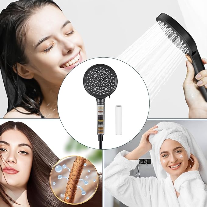 Multi-Stage Shower Filter Compatible with Cobbe Filtered Shower Head Handheld, 7-mode Showerhead,Hard Water High Efficiency Filter-4 Pack