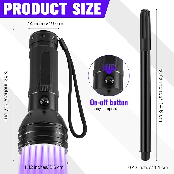 Tegeme 4 Invisible Ink Pen Set 2 Invisible Marker 2 Blacklight Flashlights with UV Black Light Markers Disappearing Ink Pen for Secret Notes Holiday Gifts Favors(51 LED)