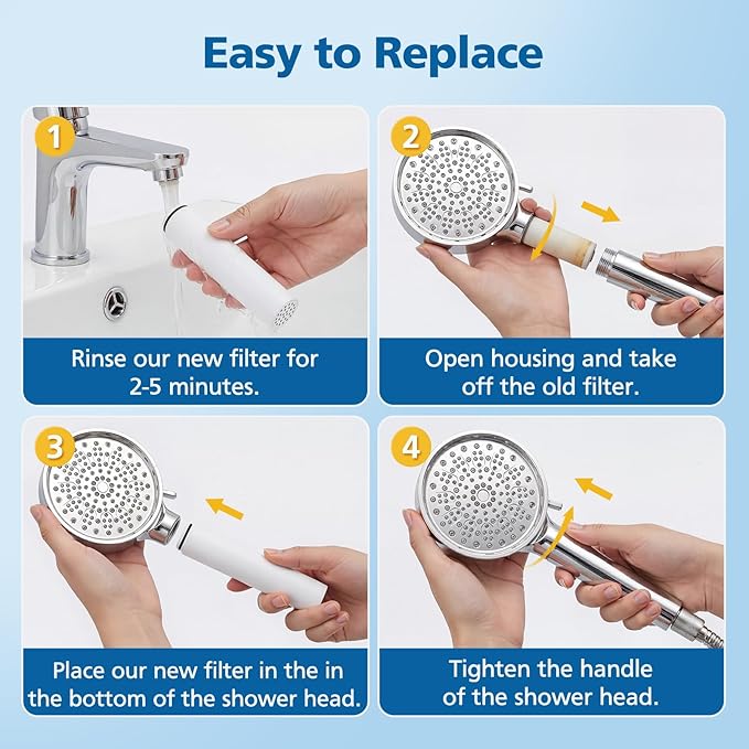 Shower Filter Compatible with Cobbe Handheld Shower Head, Water Filter for Water Softening, 6 Stage Replacement Filter with High Efficiency Filtration for Hard Water Chlorine Harmful Substance, 4 Pack