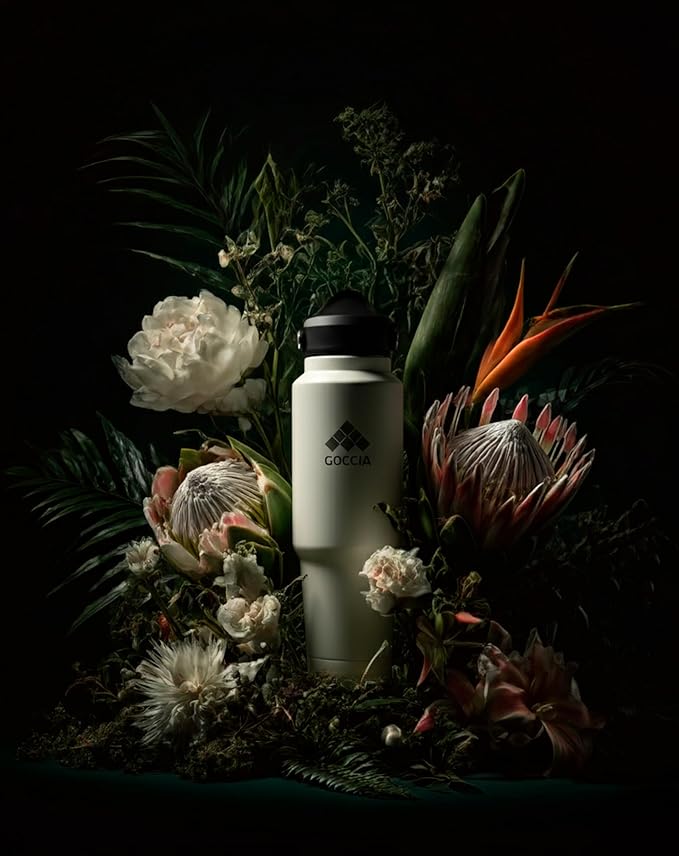 Sip & Scent 2-in-1 Smart Design 30 oz Insulated Water Bottle with Straw and Spout Lids and Refillable Perfume Container – 3-Layer Copper-Core, Leak-Proof Stainless Steel Water Bottle (White)