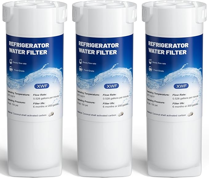 XWF Water Filter Replacement Compatible with GE XWF Water Filter,（Not XWFE), fit for WR17X30702 GBE21,Pack of 3,By YPMQY - AquaVibe