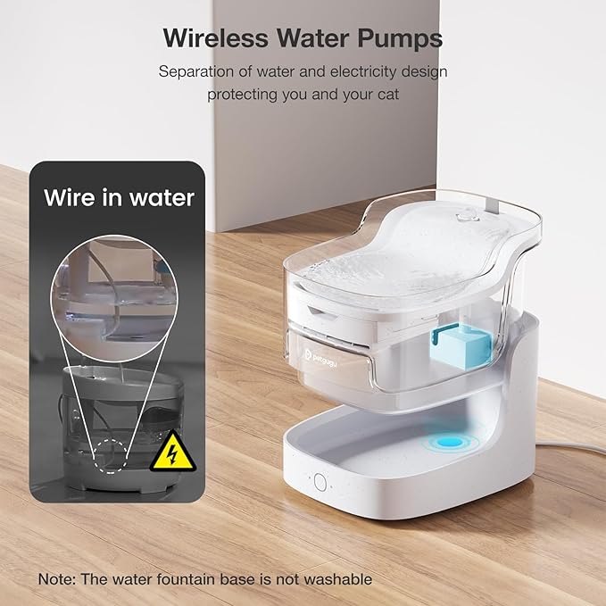 Cat Water Fountain Smart App Control 8 Layers Filtration BPA-Free & Ultra-Quiet Dogs Automatic Water Dispenser Water Fountains for Cats Indoor Wireless Pump Pet Health Manager 2.4G WiFi(PF1) - AquaVibe