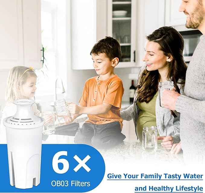 OB03 Replacement Filter for Brita Pitchers and Dispensers Filters, Britta Filter Compatible with Brita® Standard Water Filter OB03, Classic 35557, Mavea 107007, Pitchers Grand Lake Capri Wave LUXRILIX
