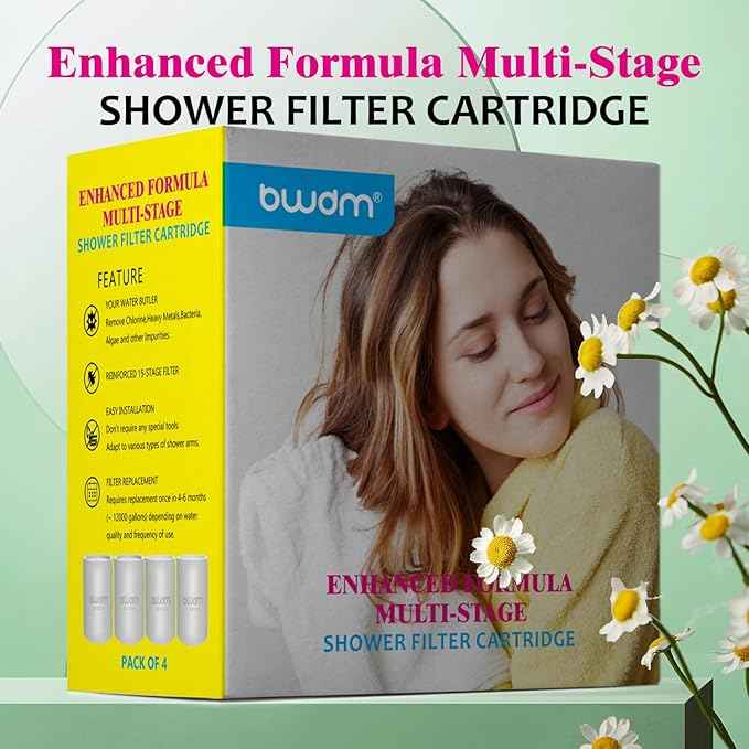 Enhanced Formula Multi-Stage Shower Filter Cartridge,High output Universal replacement filter cartridge, Remove Chlorine Heavy Metals and Other Sediments, Reduces Dry Itchy Skin, Dandruff（Pack of 4)