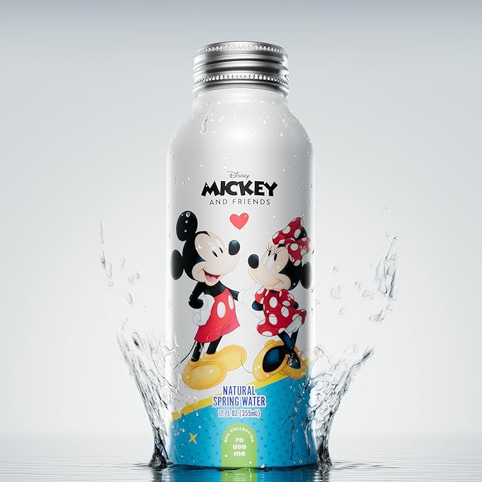 Disney Mickey and Minnie Mouse Aluminum Water Bottle for Unisex - 12 x 12 oz Water