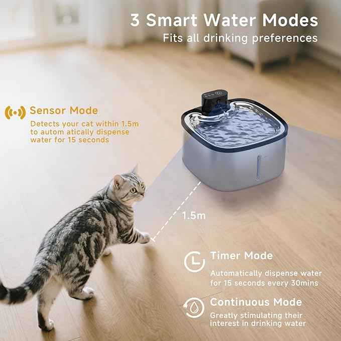 Wireless Cat Water Fountain Stainless Steel, 118oz/3.5L Cordless Automatic Pet Water Dispenser for Cats Indoor, with Motion Sensor, Ultra Quiet Pump, Rechargeable & Multi-Filtration-8Filters