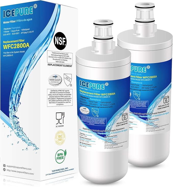 ICEPURE 3US-AF01 Under Sink Water Filter, Compatible with Standard Filtrete 3US-AF01, 3US-AS01, Whirlpool WHCF-SRC, WHCF-SUFC, WHCF-SUF, Pack of 2