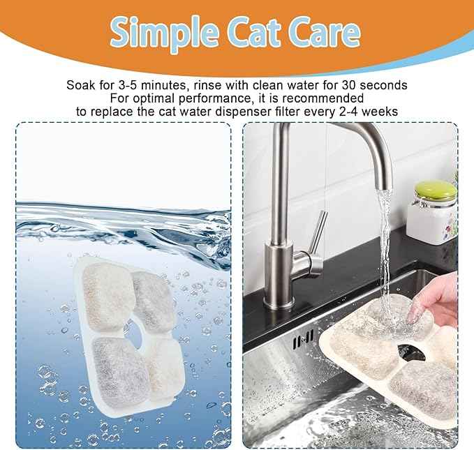 8 Pack Cat Water Fountain Filter Replacement Compatible with Catit PIXI, Cat Drinking Fountain Filter Replacement for Catit, Keep Your Pet Healthy and Hydrated Ion-Exchange Resin & Activated Carbon