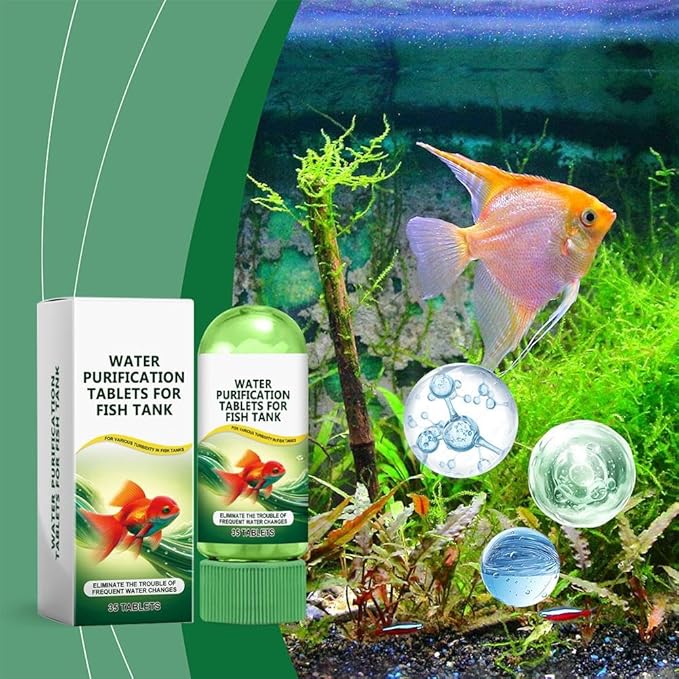 3PC Water Purification Tablets for Fish Tank,Powerful Aquarium Water Purification Tablet for Fish Tank,Efficient Clear Turbidity & Improve WaterQuality,Remove All Kinds of Turbidity from FishTankWater