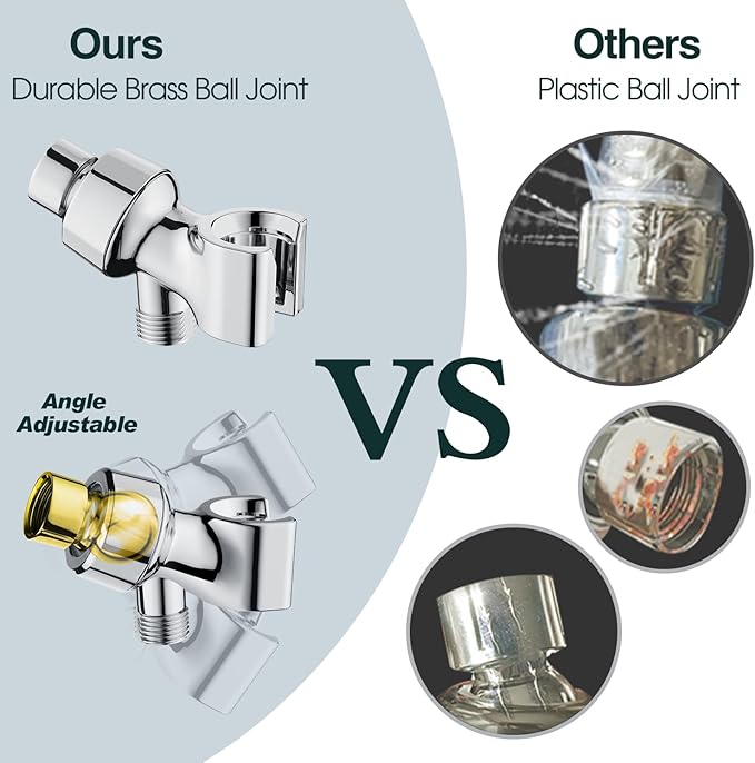 BRIGHT SHOWERS 9 Spray Settings Shower Head with Handheld High Pressure Chrome Hand Held Showerhead with 60 Inch Stainless Steel Hose and Adjustable Overhead Bracket - AquaVibe