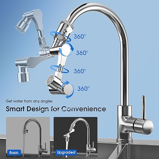 Countertop Water Filter, Upgraded 8000G Alkaline Water Filtration System with Universal Rotating Faucet Extender for Sink Faucet, Reduces 99.99% Chlorine, Heavy Metals, Bad Odor, OM-CF06(1 Filter)