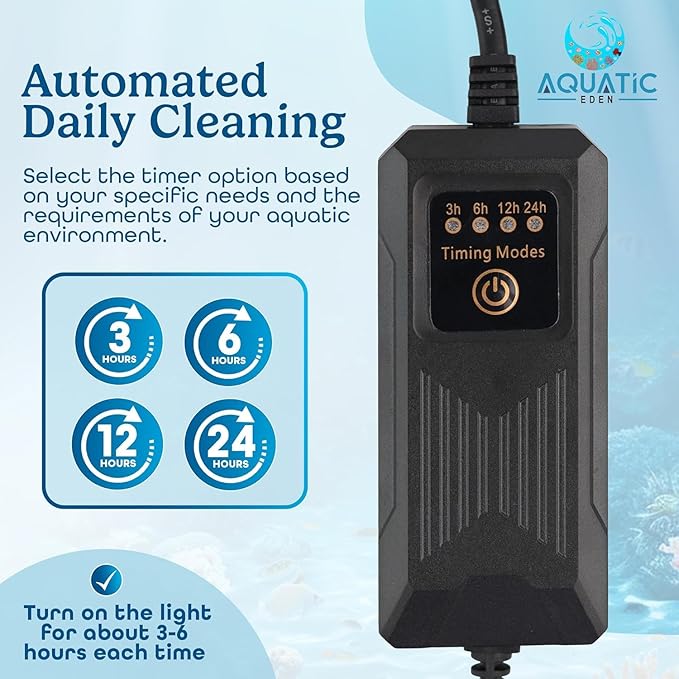 3W Mini UV Light for Aquariums with 4 Timer Modes | UV-C Clean Light for Use in Sump Areas, Filters, Top Filter Boxes & Small Ponds – Keeps Fish Tanks Clear & Healthy