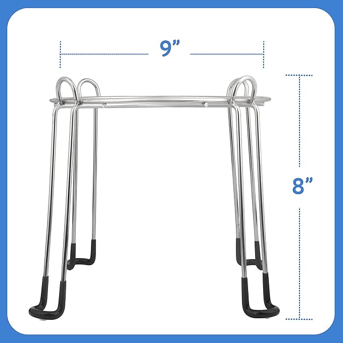 Impresa Gravity Filter Stand - Medium, Silver 8-Inch Rise for Easy Filling & Tall Water Filter Stand - Non-Skid Feet in Polished Stainless Steel - Raised Edges & Water Dispenser Countertop