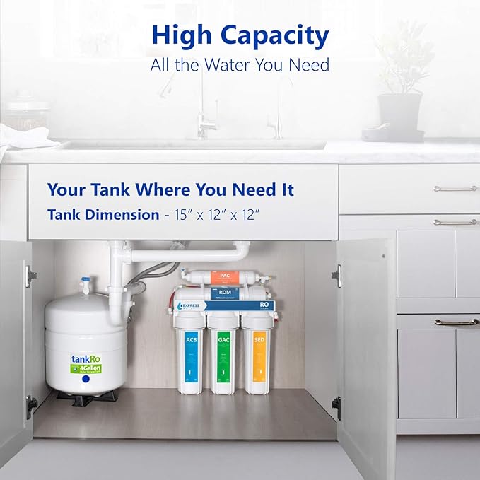 tankRo RO132-TNK RO Water Filtration System Expansion Tank 4 Gallon Capacity – NSF Certified – Compact Reverse Osmosis Water Storage Pressure Tank 1/4" Tank Ball Valve