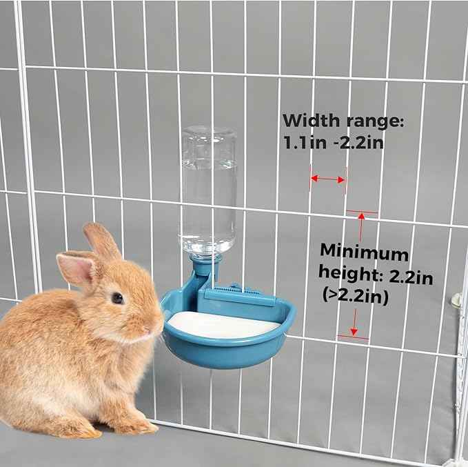 VANNON 16oz Pet Water Bottle, Gravity Dog Water Bowl Dispenser for Cage, Anti-Overflow Water Dispenser for Small Dogs, Cats, Rabbits and Other Small Animals, BPA Free, Blue