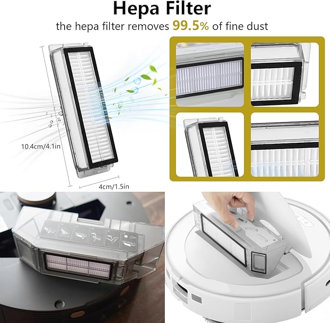 Yivy 28PCS Replacement Parts for Dreame L20 Ultra/L20 Ultra Complete, L30 Ultra/L30 Ultra Complete, Vacuum Cleaner Accessory Kit: 2 Main Brushes, 6 Side Brushes, 4 HEPA Filters, 6 Dust Bags, 8 Wipes - AquaVibe