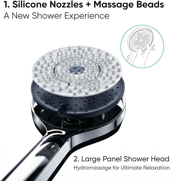 Filtered Shower Head with Handheld - High Pressure Hand Held Shower Head | Hard Water Softener, 3 Spray Modes, Adjustable Angle, Removable Filter & Included Hose