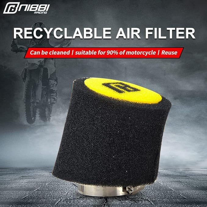 NIBBI Foam Air Filter,Universal Motorcycle Replacement High Performance 49mm Air Filter Intake Cleaner For Go Kart Moped Pit Dirt Bike Parts Motorbike