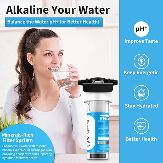 WINGSOL Under Sink Water Filter NSF/ANSI 42, Reduce 99.99% Chlorine, PFAS, PFOA/PFOS, Bad Taste & Odor, Sediment, Quick Change, Life Indication, 6K-Gallon Water Filtration System