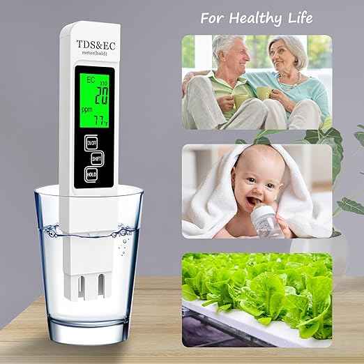 Most Accurate So Far 4-in-1 Instant Read TDS Meter - Measures TDS, EC, & Temperature (°C/°F) - Digital Water Testing Kit for Tap, Well, Pool, Hydroponics, Aquarium, RO/DI System White