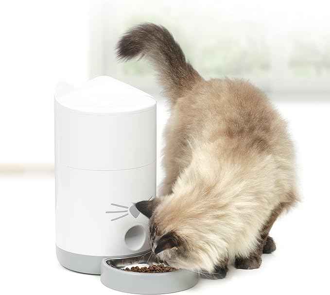 Catit PIXI Smart Automatic Dry Cat Food Feeder, Schedule and Portion Control Meals for Cats, White