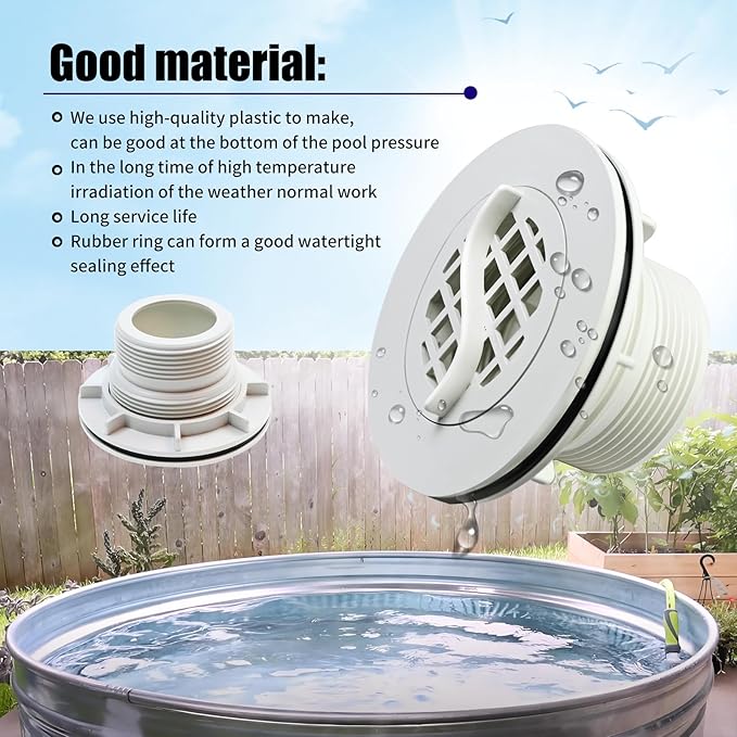 Threaded Inlet Strainer Kit Compatible with Intex Filter Pumps w/ 1-1/2" Hoses,Incl Rubber Washer and Strainer Nut,Inlet Strainer use for Stock Tank Pools & Above Ground Pool - AquaVibe