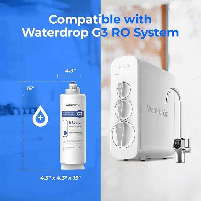 Waterdrop WD-G3-N2RO Replacement Filter, NSF/ANSI 372 Certified, Replacement for WD-G3-W 400 GPD Reverse Osmosis System, 2-year Lifetime