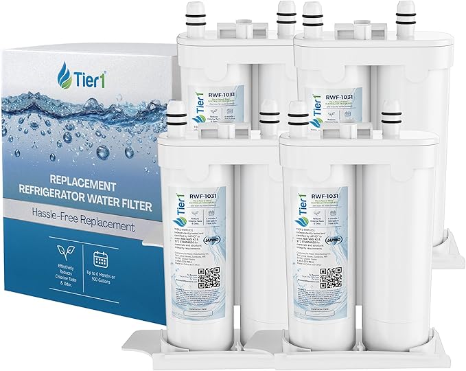 Tier1 RWF1031 WF2CB Refrigerator Water Filter | Replacement for PureSource2 WF2CB & EWF01 Fridge Filter - Up to 24 Months Supply | Easy Install | Odor Control | Clean & Great Tasting Water (4-pk)