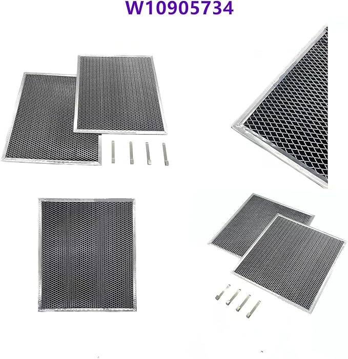 W10905734 Vent Hood Charcoal Filter Kit (30" Models) Compatible for Whirlpool. Replaces AP6050126, 4533728, PS12070219（1 box of 2, Double sided mesh） - AquaVibe