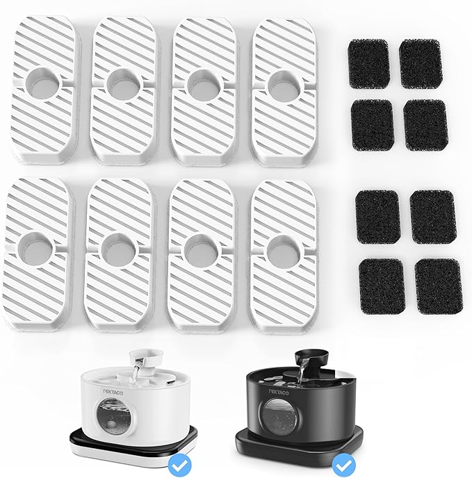 PEKTACO Replacement Filters for Wireless Cat Water Fountain SSPF-V04, 2.8L/95oz Automatic Pet Water Fountain Replacement Filters (8 Pack)