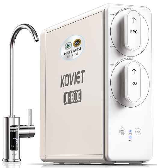 Reverse Osmosis System, 10-Stage 600 GPD Tankless Reverse Osmosis Water Filter, Under Sink RO Water Filtration System with Smart LED Faucet, NSF/ANSI 42 & 58 Certified, 3:1 Pure to Drain