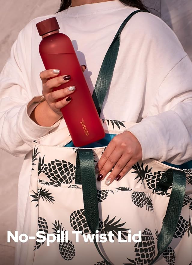 Opard Slim Pro Water Bottle 32oz, Plastic Water Bottle BPA-Free, Facetted Rubberized Grip-Texture Monocap, Leakproof Screw Top, Cranberries Red, Reusable for Travel School Sport Gym Hiking