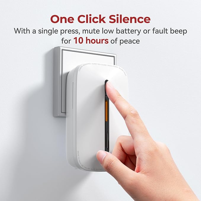 Carbon Monoxide Detectors Plug in,10 Year Replaceable Battery Operated Co Monitor Alarm,Plug and Play Co Detector,Portable Carbon Monoxide Detector for Home,Traval,RV,Hotel GS846A 3 Pack