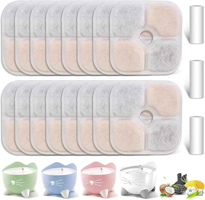 16 Pack Cat Water Fountain Filter Replacement Compatible with Catit PIXI Cat Drinking Fountain, Cat it Water Filters Keep Your Pet Healthy and Hydrated (16+3)