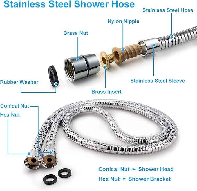 High Pressure Handheld Shower Head Briout 5-Settings Powerful Water Spray Shower Head against Low Pressure Water Flow with Stainless Hose and Adjustable Mount