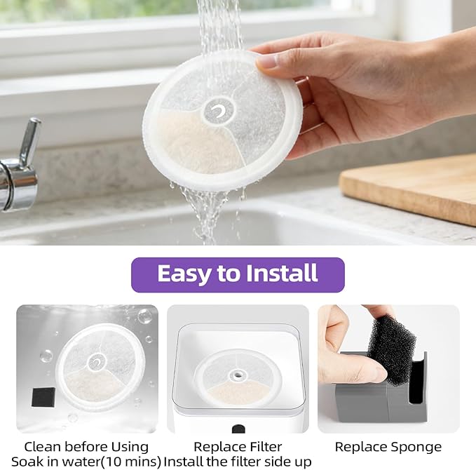 Upgraded Filter Units 3.0 for Cat Water Fountain E versweet 2S/3/3 Pro, E versweet Solo 2/Solo SE, Replacement Filter Activated Carbon and Fiber Cotton for Clean Water (10 Filters+ 10 Sponges)