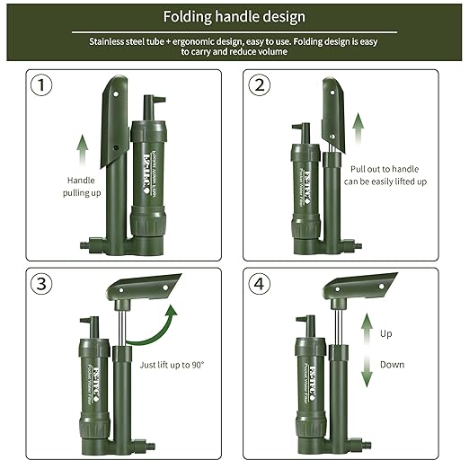 FS-TFC Pocket Water Filter Survival 0.01 Micron Water Purifier Emergency Survival Gear for Drinking Backpacking Hiking Camping Outdoor Filtration